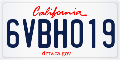 CA license plate 6VBH019