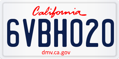 CA license plate 6VBH020