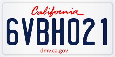 CA license plate 6VBH021