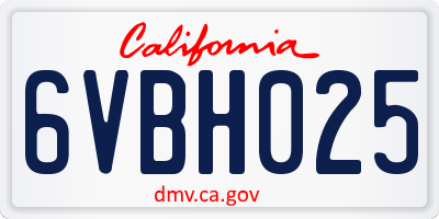 CA license plate 6VBH025