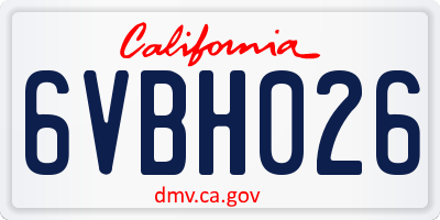 CA license plate 6VBH026