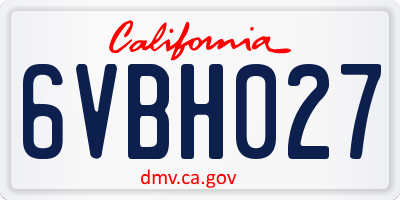 CA license plate 6VBH027