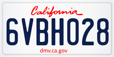CA license plate 6VBH028