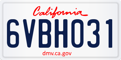 CA license plate 6VBH031