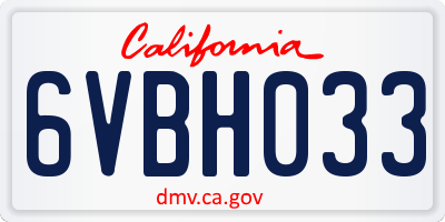 CA license plate 6VBH033