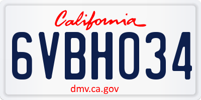 CA license plate 6VBH034