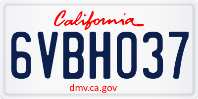 CA license plate 6VBH037