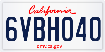 CA license plate 6VBH040