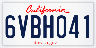CA license plate 6VBH041