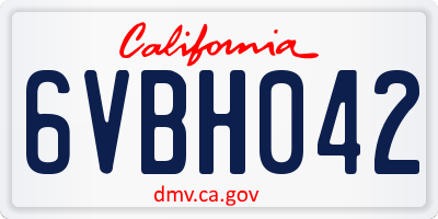 CA license plate 6VBH042