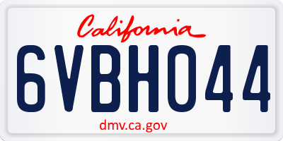 CA license plate 6VBH044