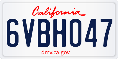 CA license plate 6VBH047