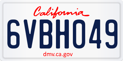 CA license plate 6VBH049