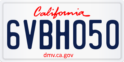 CA license plate 6VBH050