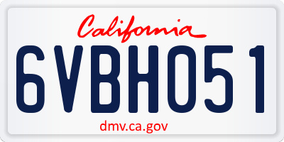 CA license plate 6VBH051