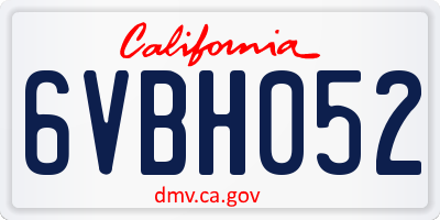 CA license plate 6VBH052