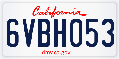 CA license plate 6VBH053