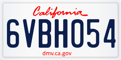 CA license plate 6VBH054