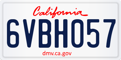 CA license plate 6VBH057