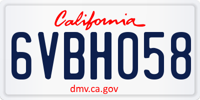 CA license plate 6VBH058