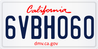 CA license plate 6VBH060