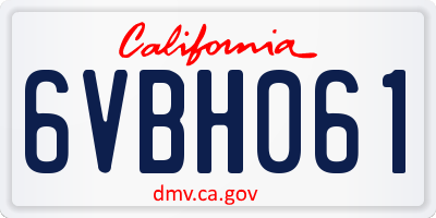 CA license plate 6VBH061