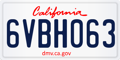CA license plate 6VBH063