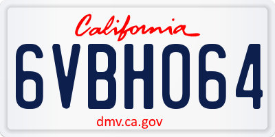 CA license plate 6VBH064