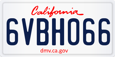 CA license plate 6VBH066