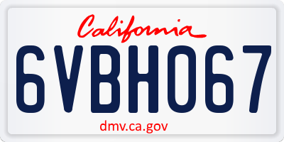 CA license plate 6VBH067