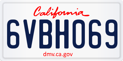 CA license plate 6VBH069
