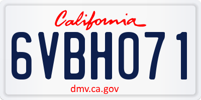 CA license plate 6VBH071