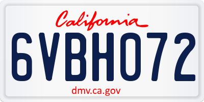 CA license plate 6VBH072