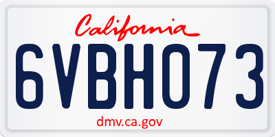 CA license plate 6VBH073