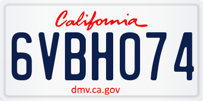 CA license plate 6VBH074