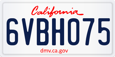 CA license plate 6VBH075