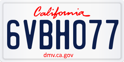 CA license plate 6VBH077