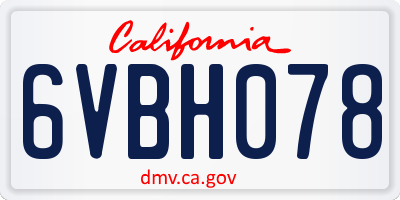 CA license plate 6VBH078