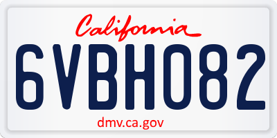 CA license plate 6VBH082