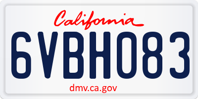 CA license plate 6VBH083