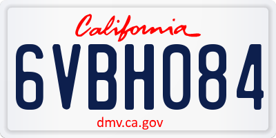 CA license plate 6VBH084