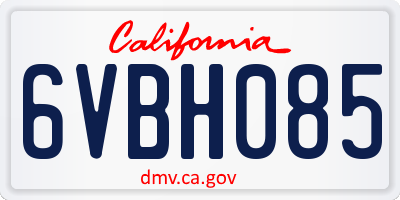 CA license plate 6VBH085