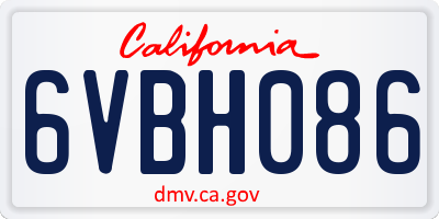 CA license plate 6VBH086