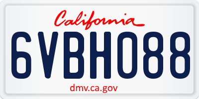 CA license plate 6VBH088