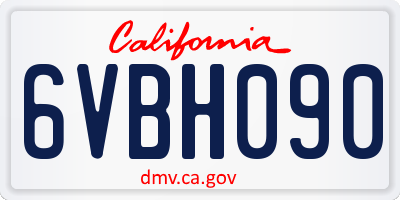 CA license plate 6VBH090