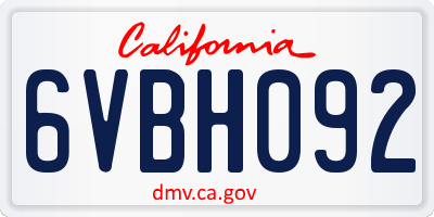 CA license plate 6VBH092