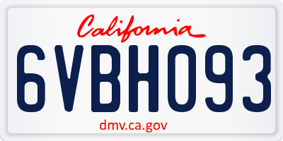 CA license plate 6VBH093