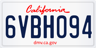 CA license plate 6VBH094