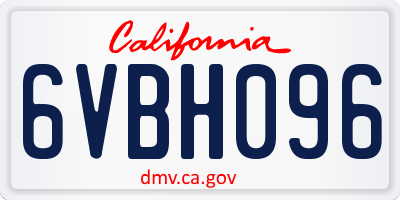 CA license plate 6VBH096