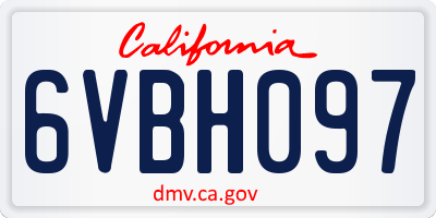 CA license plate 6VBH097